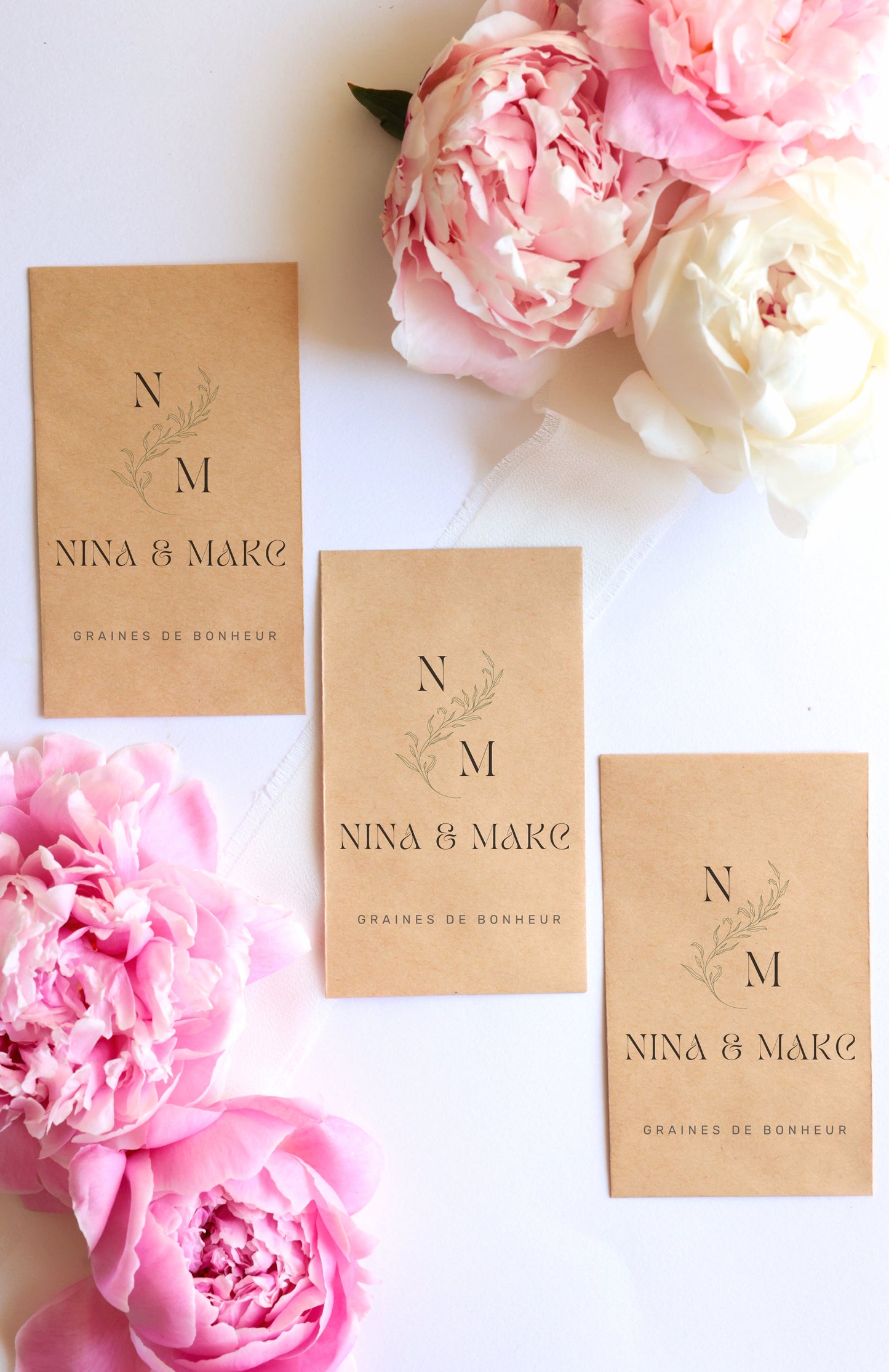 Sachets de graines personnalisés - Modèle "Nina et Marc"