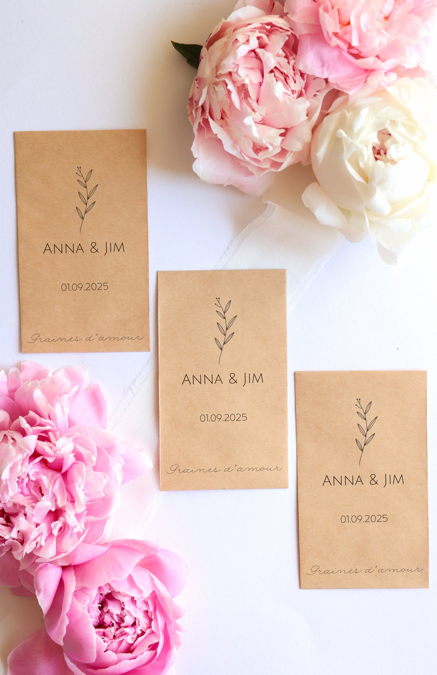 Sachets de graines personnalisables - Modèle Anna & Jim