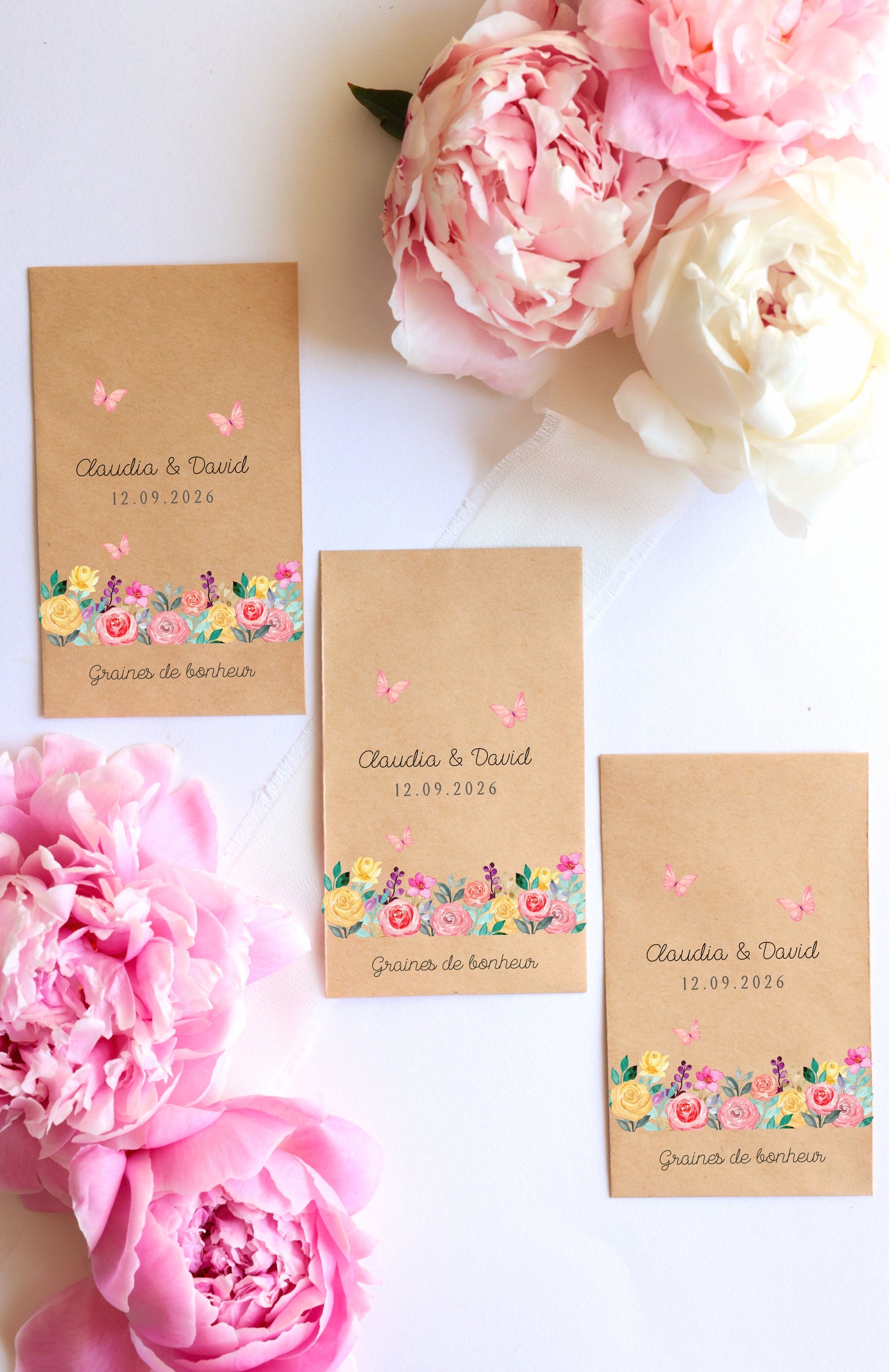 Sachet de graines personnalisé - Modèle "Claudia et David"