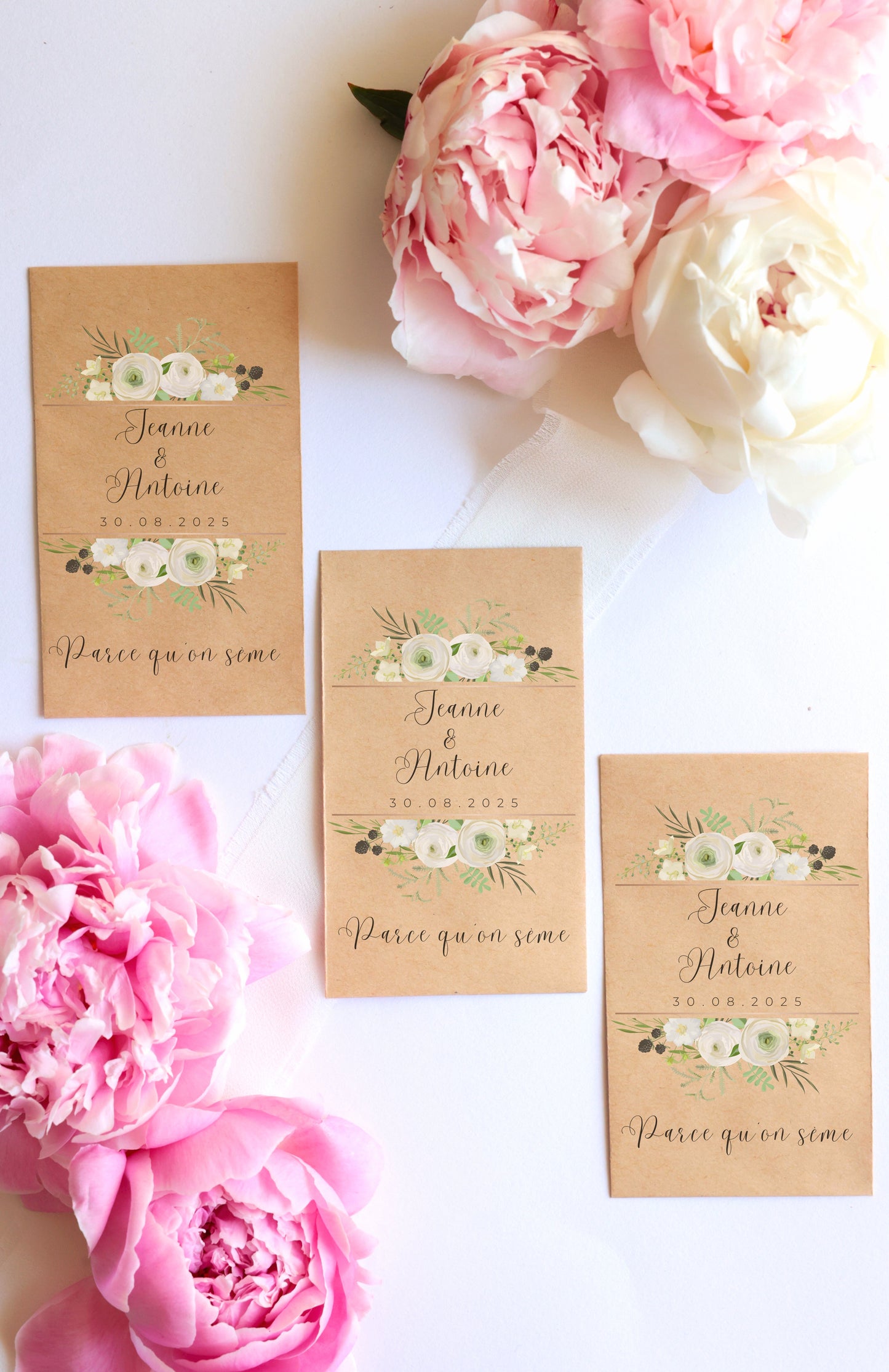 Sachets de graines personnalisés - Modèle "Jeanne et Antoine"