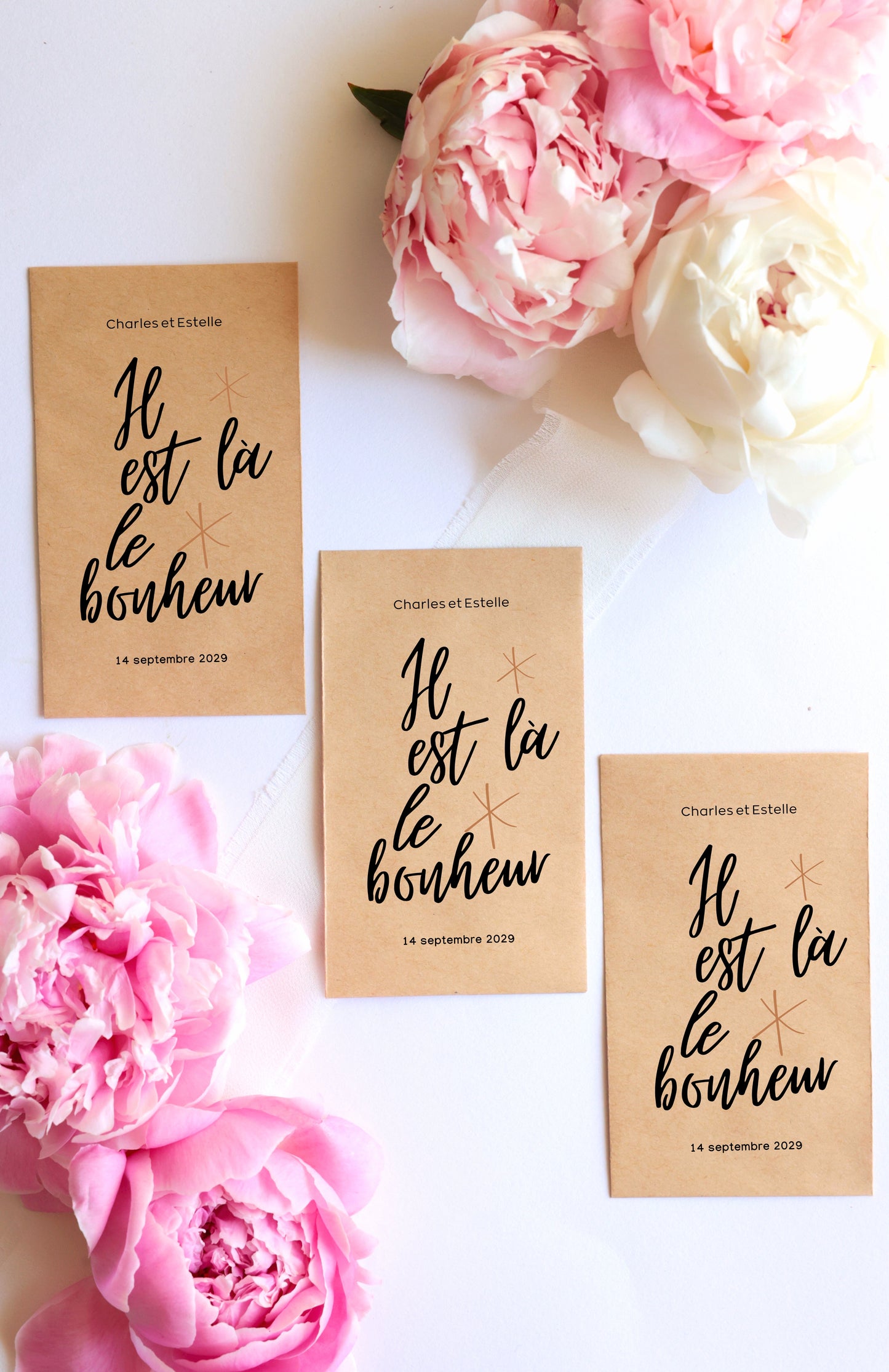 Sachet de graines personnalisé - Modèle "Il est là le bonheur"