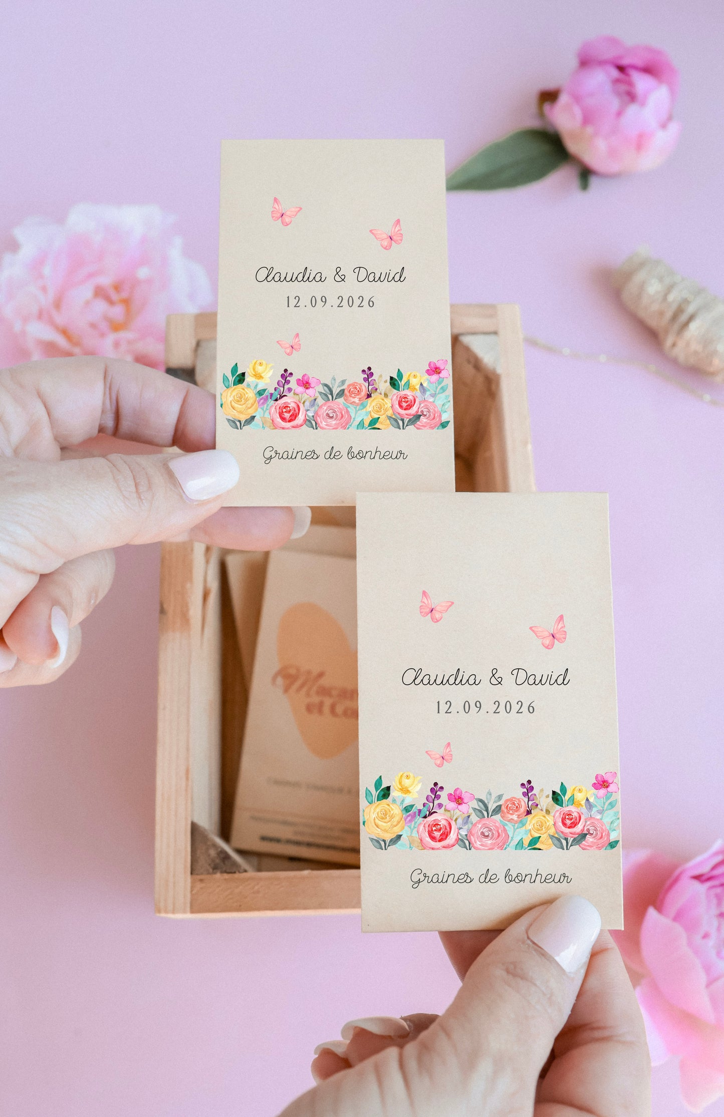 Sachet de graines personnalisé - Modèle "Claudia et David"