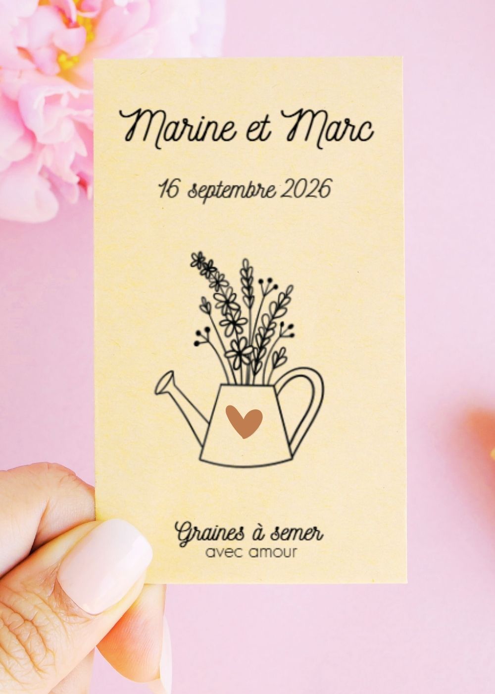 Sachets de graines - Mariage "Arrosoir cœur"