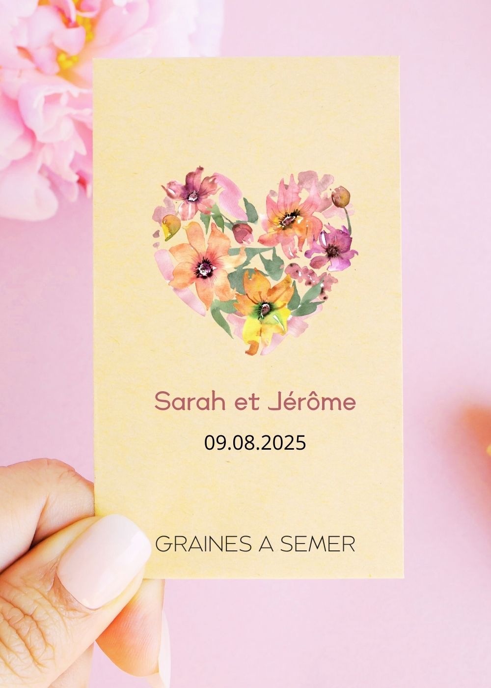 Sachets de graines - Mariage - "Cœur floral"