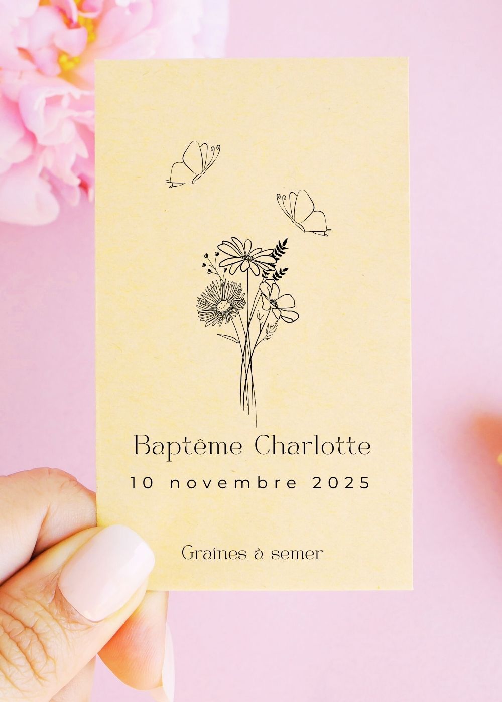 Sachets de graines - Baptême "Papillons fleurs"
