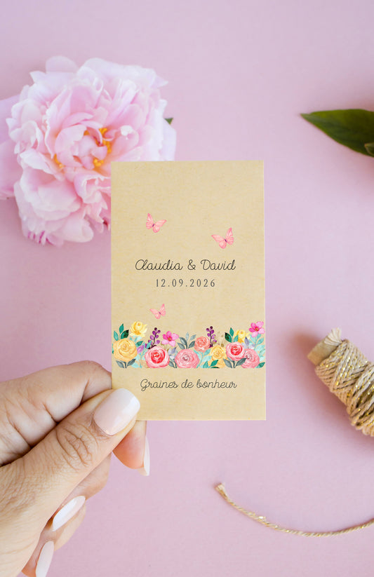 Sachet de graines personnalisé - Modèle "Claudia et David"