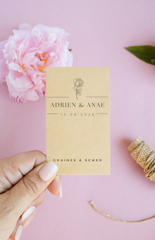 Sachets de graines personnalisés - Modèle "Adrien et Anae"