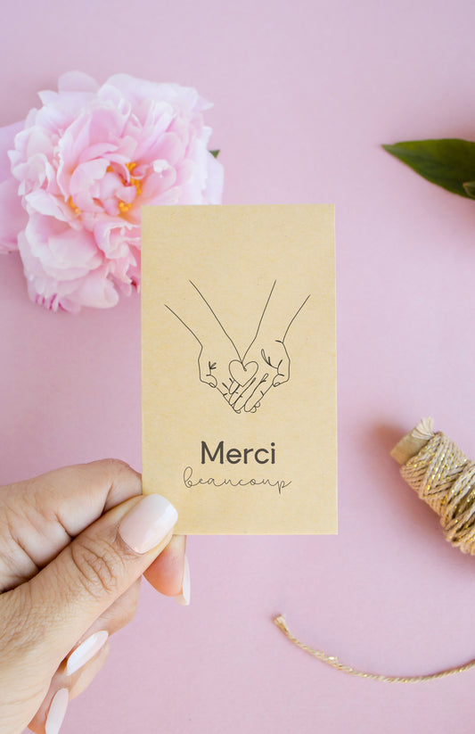 Sachet de graines : Modèle "Merci beaucoup - Cœur sur la main"