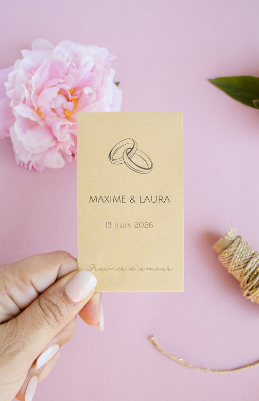 Sachets de graines personnalisés - Modèle "Maxime et Laura"