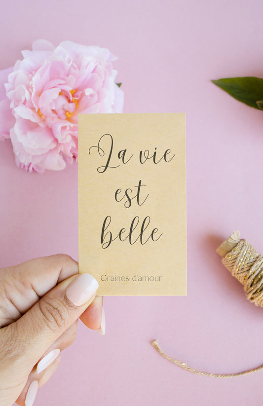 Sachet de graines : Modèle "La vie est belle - Variante 4"