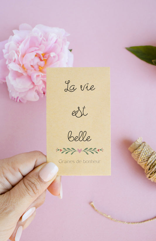 Sachet de graines : Modèle "La vie est belle - Variante 9"