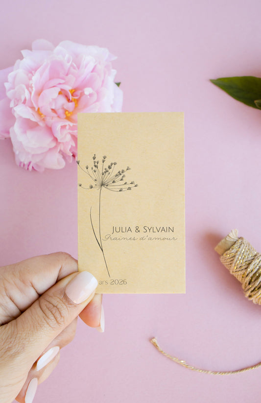 Sachets de graines personnalisés - Modèle "Julia et Sylvain"