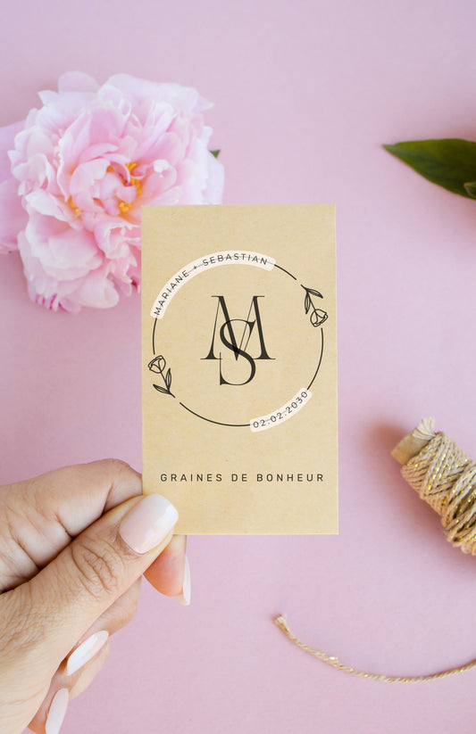 Sachet de graines personnalisé - Modèle "Mariane et Sebastian"