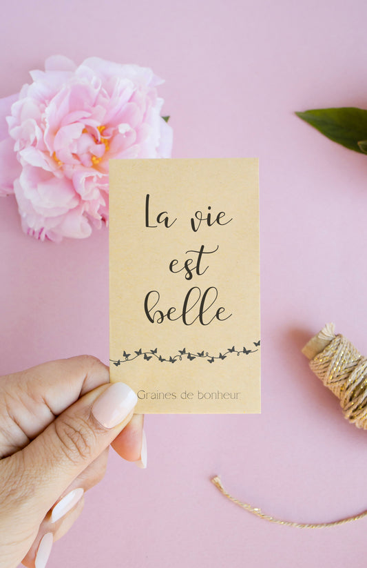 Sachet de graines : Modèle "La vie est belle - Variante 7"