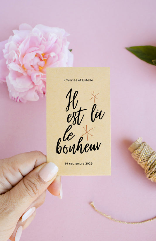 Sachet de graines personnalisé - Modèle "Il est là le bonheur"