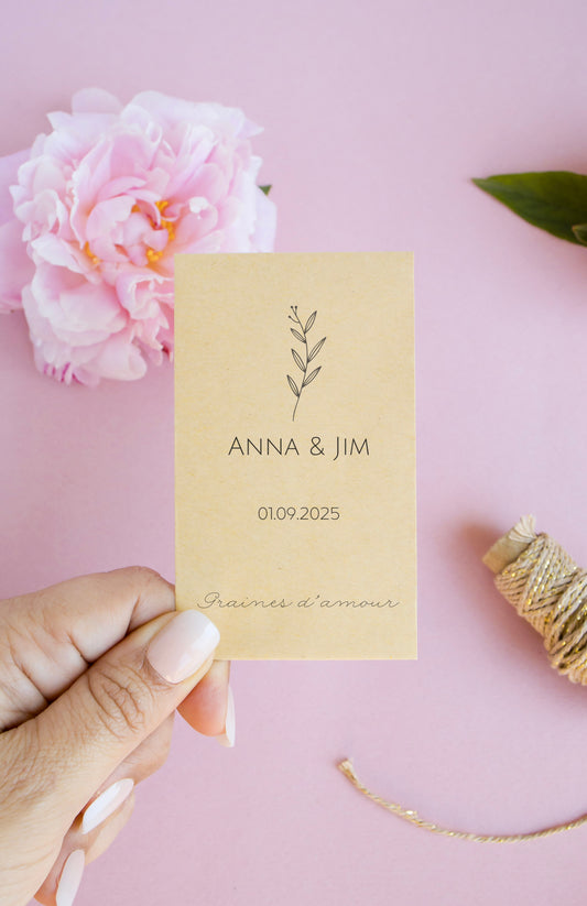 Sachets de graines personnalisables - Modèle Anna & Jim