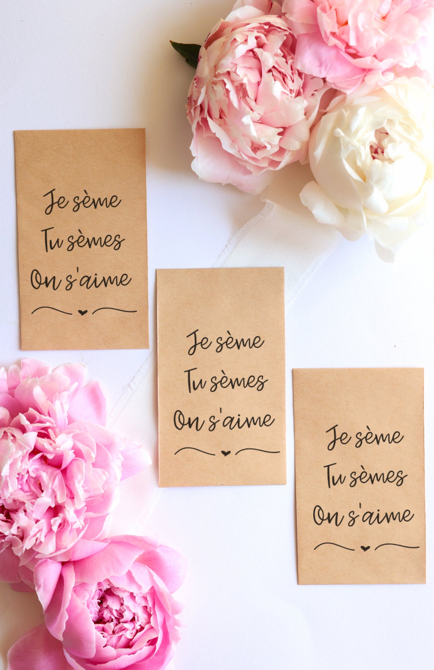 Sachet de graines : Modèle "Je sème tu sèmes on s'aime"