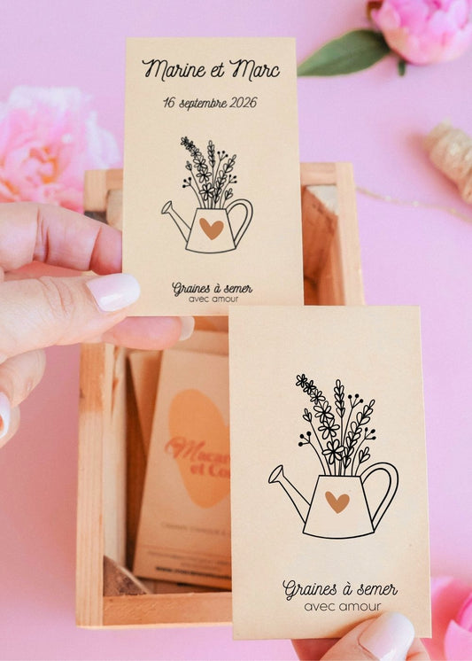 Sachets de graines - Mariage "Arrosoir cœur"