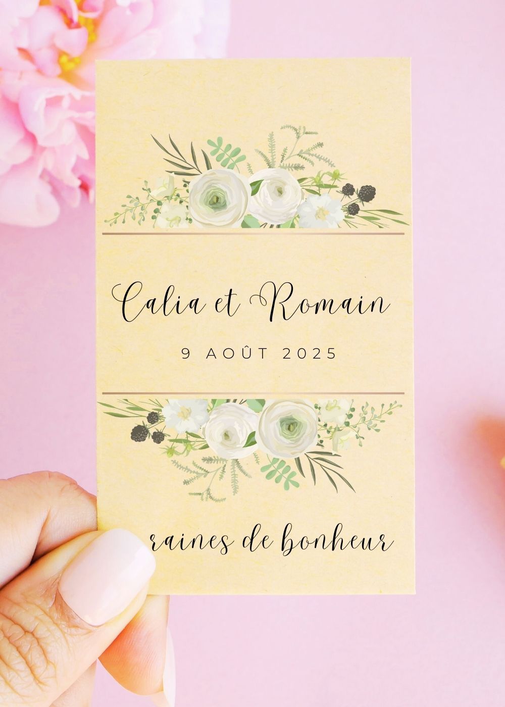 Sachets de graines - Mariage - "Fleurs vertes et blanches"