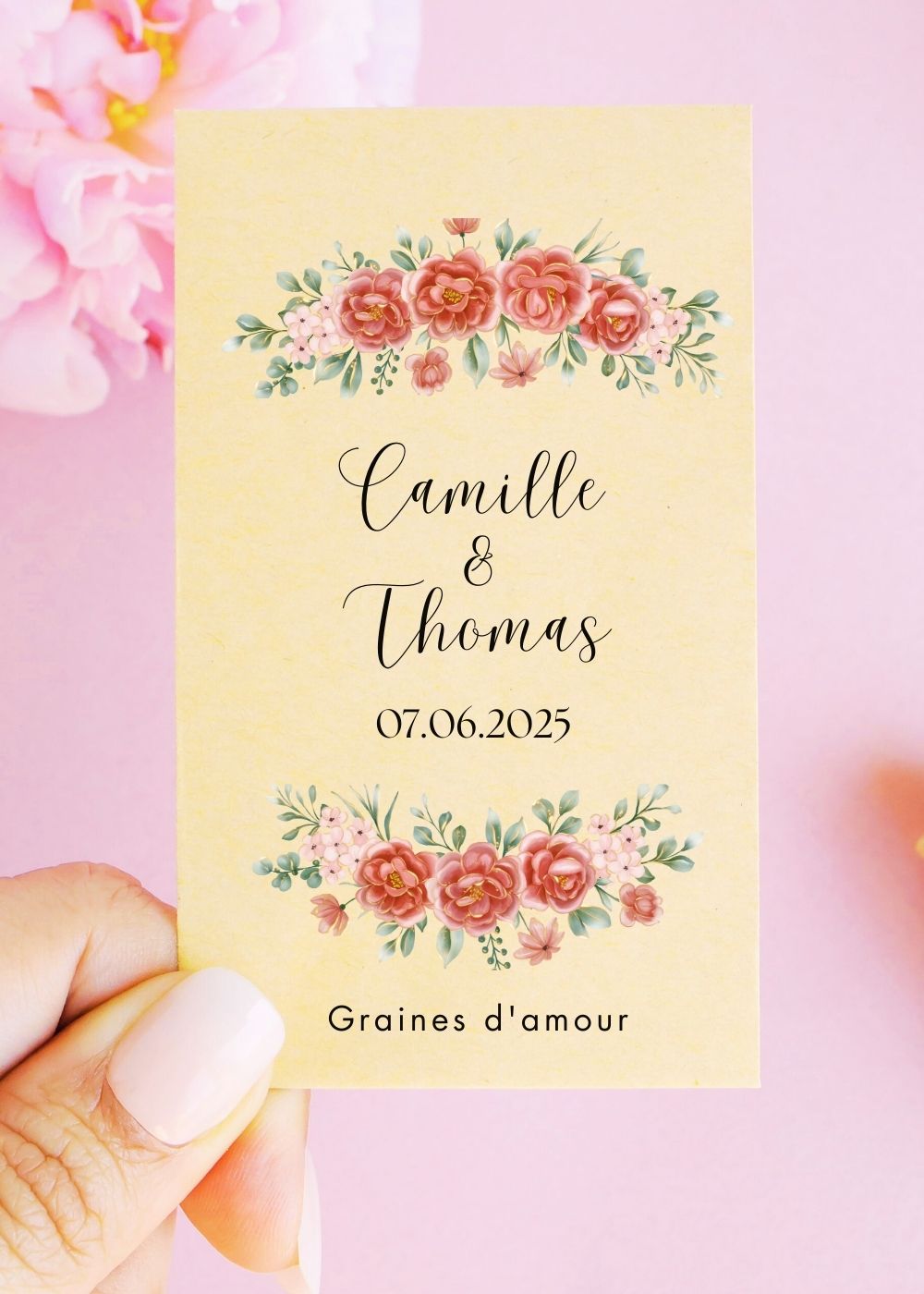 Sachets de graines - Mariage - "Couronne fleurs rouges"