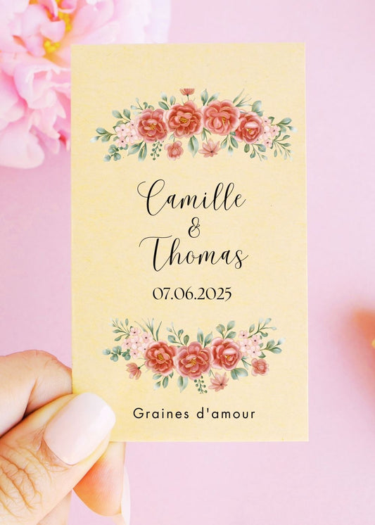 Sachets de graines - Mariage - "Couronne fleurs rouges"