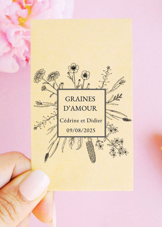 Sachets de graines - Mariage - "Fleurs stylisées"
