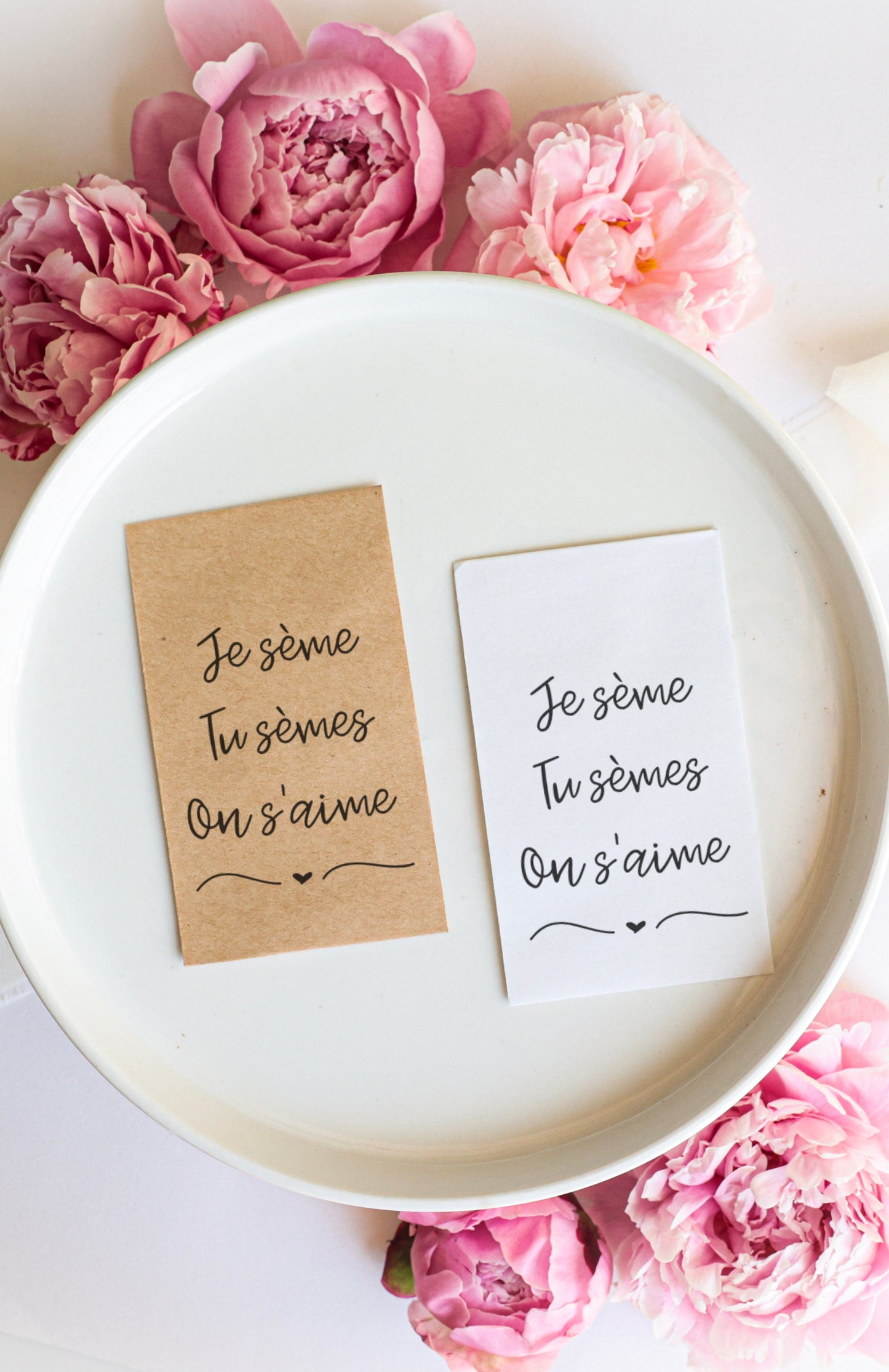 Sachet de graines : Modèle "Je sème tu sèmes on s'aime"