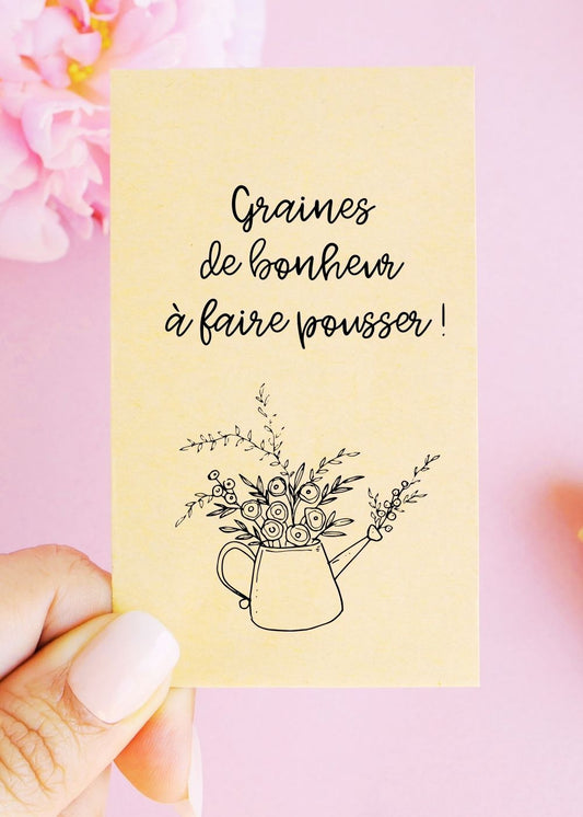 Sachets de graines - Prêt-à-offrir - "Graines de bonheur à faire pousser"