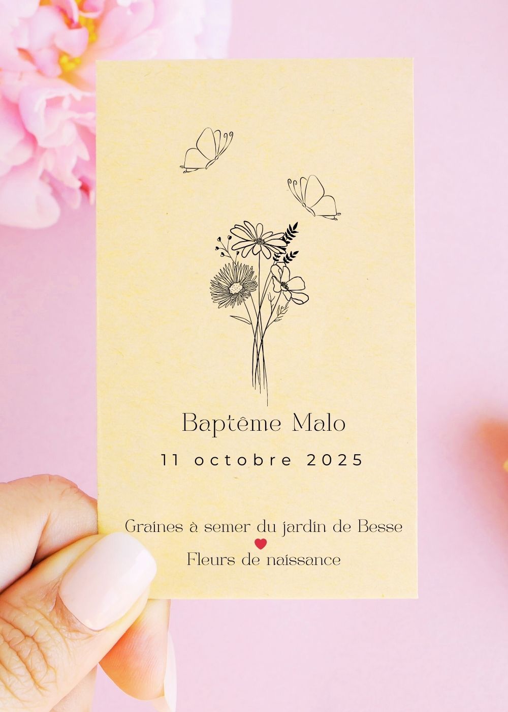 Sachets de graines - Baptême "Papillons fleurs"