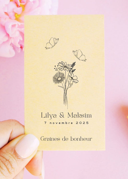 Sachets de graines - Mariage - "Papillons fleurs"