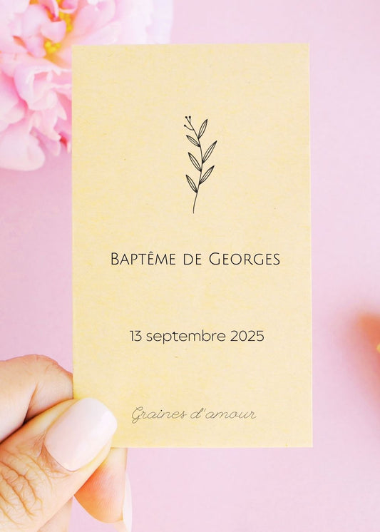 Sachets de graines - Baptême "Branche olivier"