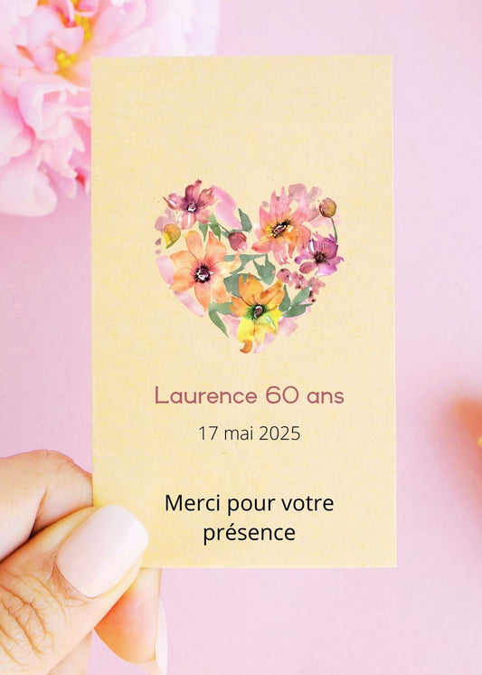 Sachets de graines - Remerciement- "Cœur floral"