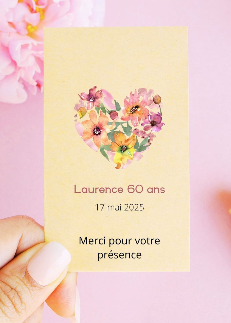 Remerciements : Sachets de graines - "Cœur floral"