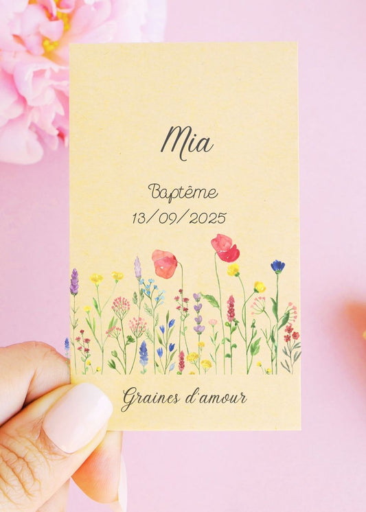 Sachets de graines - Baptême - "Fleurs des champs"
