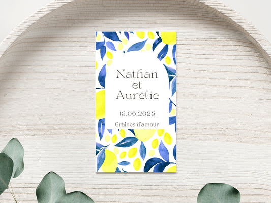 Sachet de graines personnalisé - Modèle "Citron bleu"