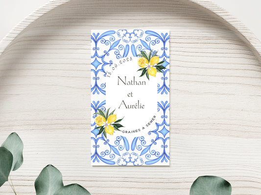 Sachet de graines personnalisé - Modèle "Bleu Jaune"