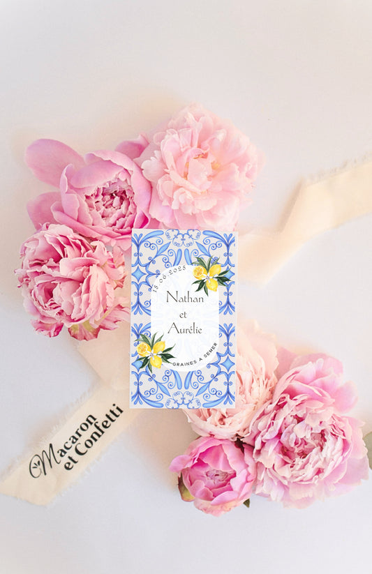 Sachet de graines personnalisé - Modèle "Bleu Jaune"