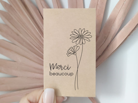 Sachets de graines en kraft avec 2 marguerites et merci beaucoup